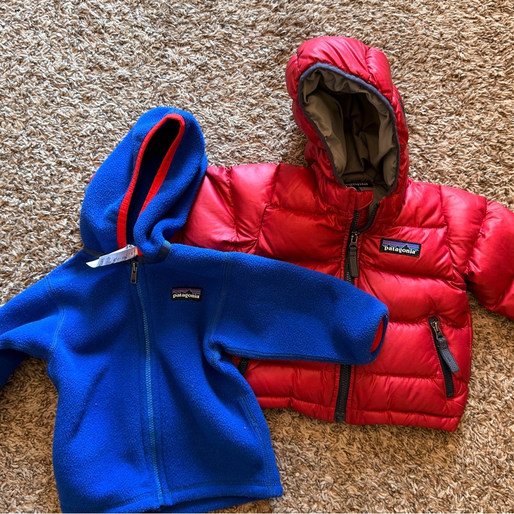 Patagonia Red and Blue Kids' Jacket Set